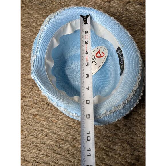 NEW! Deborah New York Light Blue Straw Derby Hat Fashion Church One Size main image 12